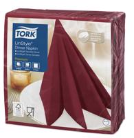 478855 Tork Linstyle burgundy ubrousek - večeře, 39 x 39 cm, 1 vrstva, 50 ks