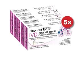 5 x SINGCLEAN® COVID-19 TESTOVACÍ SADA (METODA KOLOIDNÍHO ZLATA), SÚKL EV.Č. 01028558