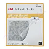 Actisorb Plus 25 krytí s aktivním uhlím a stříbrem 10.5x10.5cm 10ks