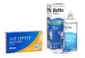 Alcon Air Optix Night & Day Aqua (6 čoček) + ReNu MultiPlus 360 ml s pouzdrem