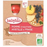 BABYBIO jablko-borůvky-jahody 6m+ 4x90g