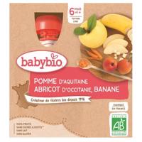 BABYBIO jablko-meruňka-banán 6m+ 4x90g