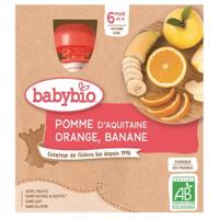 BABYBIO jablko-pomeranč-banán 6m+ 4x90g