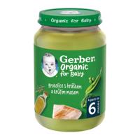 Gerber Brokolice hrášek krůtí maso BIO 190g 6M+