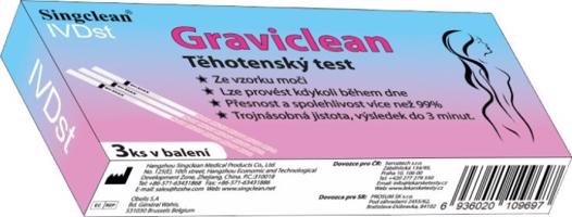 Graviclean těhotenský test proužky 3 ks