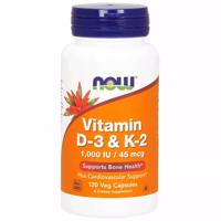 Now Vitamin D3 & K2 1000 IU 45 μg x 120 rostlinných kapslí