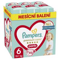 Pampers Premium Care kalhotkové plenky velikost 6 15+kg měsíční balení 93 ks