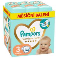 PAMPERS Premium Care plenky velikost 3 Midi 6-10kg měsíční balení 200ks