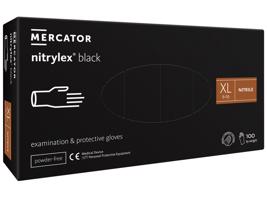 Rukavice nitrilové Mercator Medical Nitrylex black, 100 ks, černá, nepudrované Rozměr: XL