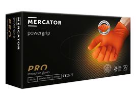 Rukavice nitrilové Mercator Medical Powergrip, 50 ks, oranžové, nepudrované Velikost: M