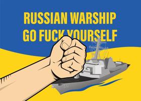 Samolepka RUSSIAN WARSHIP - GO FUCK YOURSELF pěst