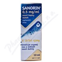 SANORIN 0,5MG/ML nosní podání kapky, roztok 1X10ML