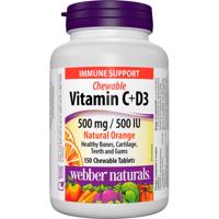 Webber Naturals Vitamin C+D3 500 mg/500 IU 200 tbl Natural Orange